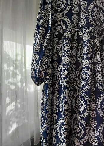 MERİ STORE Lacivert Uzun Bohem Desenli Elbise - Görsel 3