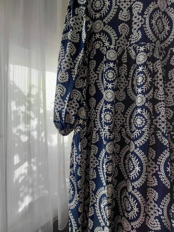 MERİ STORE Lacivert Uzun Bohem Desenli Elbise - Görsel 3