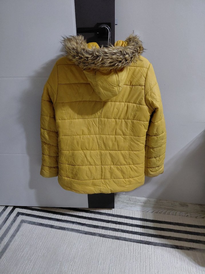 Sarı Kürklü Kadın Kışlık Ceket - Görsel 2