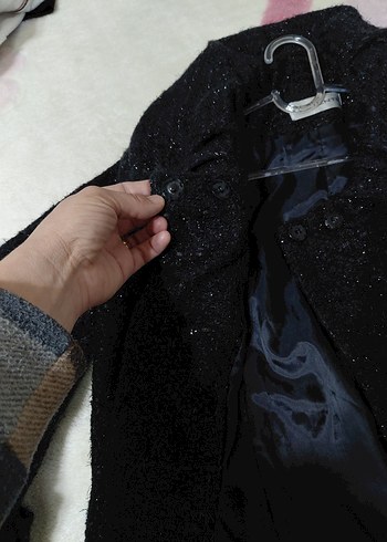 Kemerli Siyah Kadın Kaban - Görsel 8