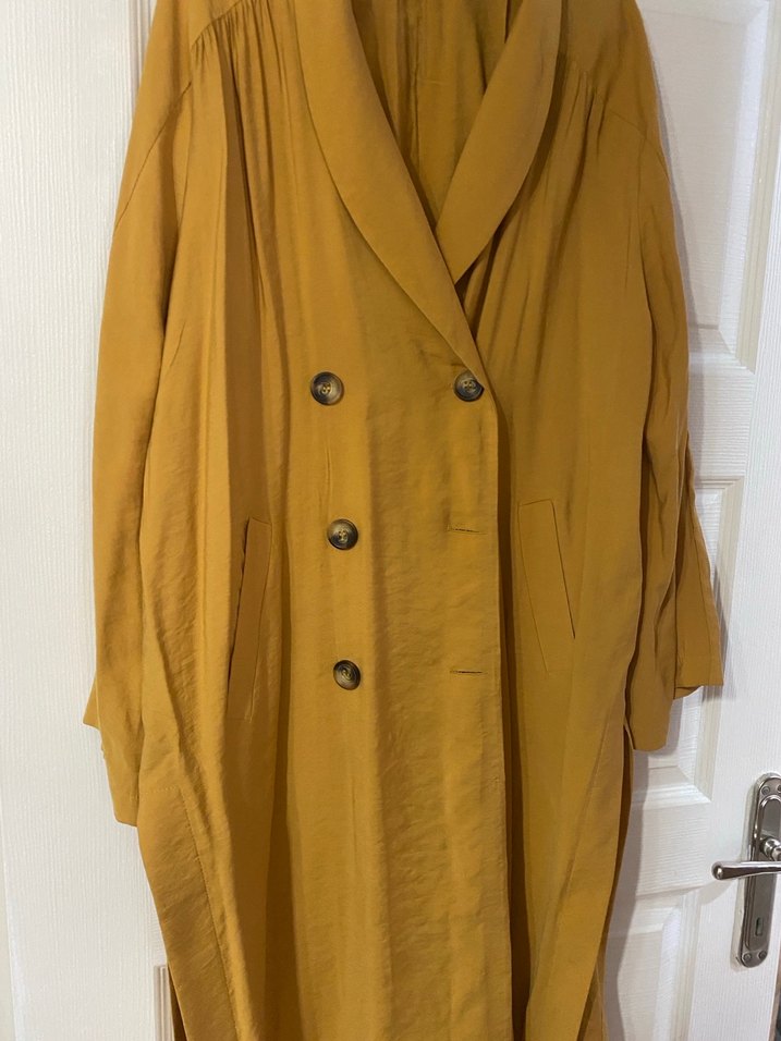 Bej Uzun Kadın Trençkot touché - Görsel 2