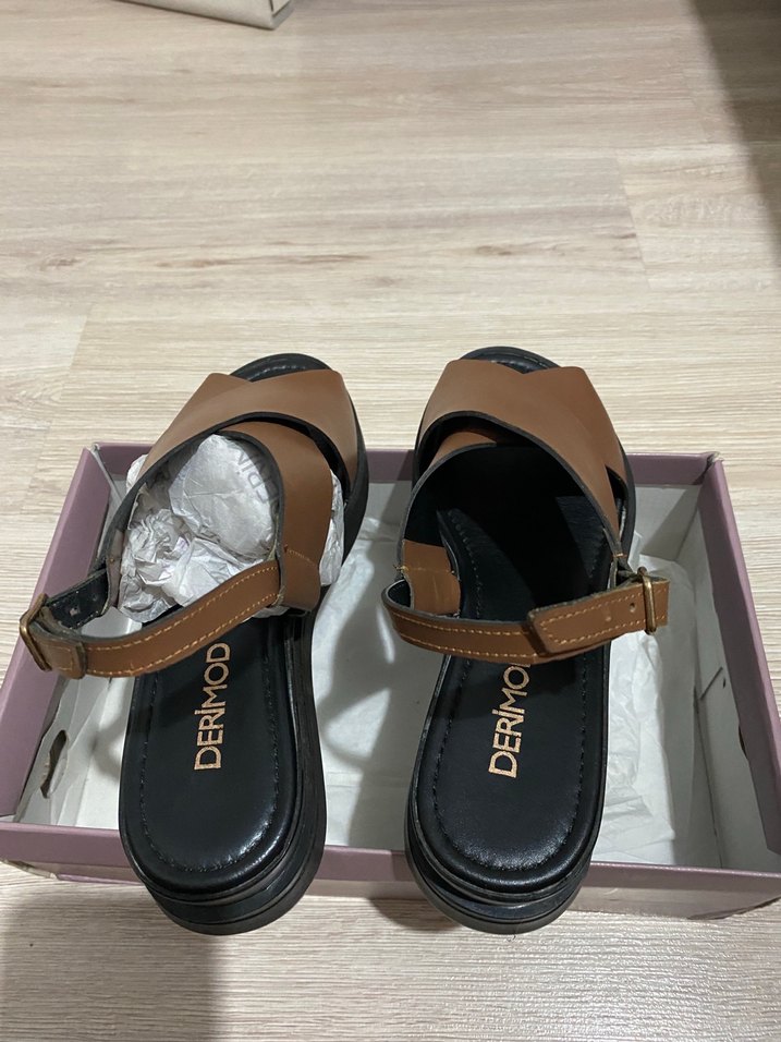 Derimod taba Dolgu Topuk Sandalet - Görsel 3