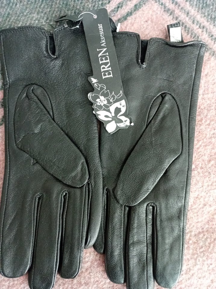 Düğmeli Deri Kadın Eldiveni - Görsel 2