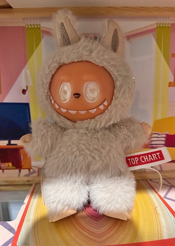 Gri Peluş labubu oyuncak