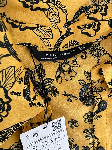 Zara Zara Sarı Desenli Elbise