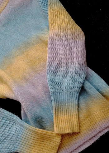 Diğer Renkli Tie-Dye Desenli Örgü Kadın Kazak