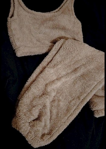 Bej Peluş Kadın Eşofman takımı - Görsel 3