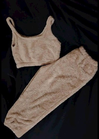 Bej Peluş Kadın Eşofman takımı - Görsel 2