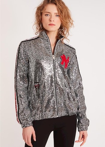 Philipp Plein Philipp Plein Gri Payetli Spor Mont/Ceket