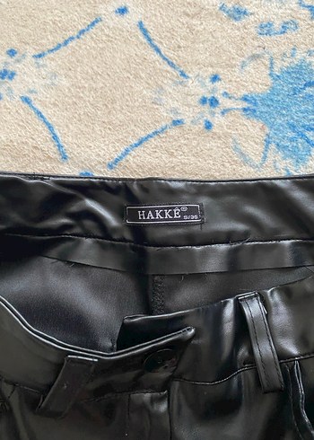 s Beden siyah Renk Hakke Siyah Deri Yuksek Bel Pantolon