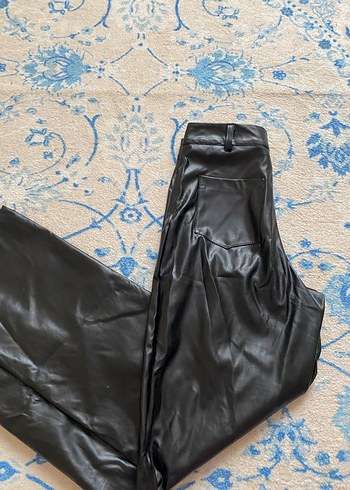 Zara Hakke Siyah Deri Yuksek Bel Pantolon