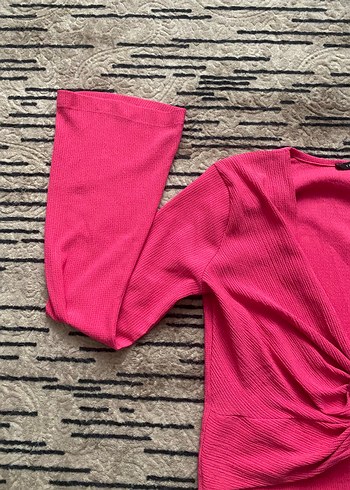 l Beden pembe Renk trendyol ispanyol kol pembe crop body