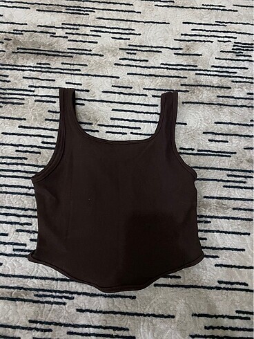 Bershka kahverengi fitilli crop