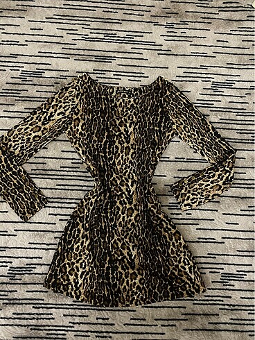 leopar mini elbise