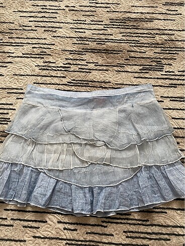 m Beden mavi Renk vintage lolita mini pileli etek