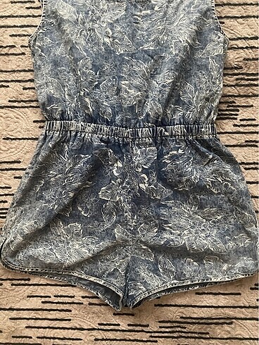42 Beden vintage cicekli kot gorunumlu tulum