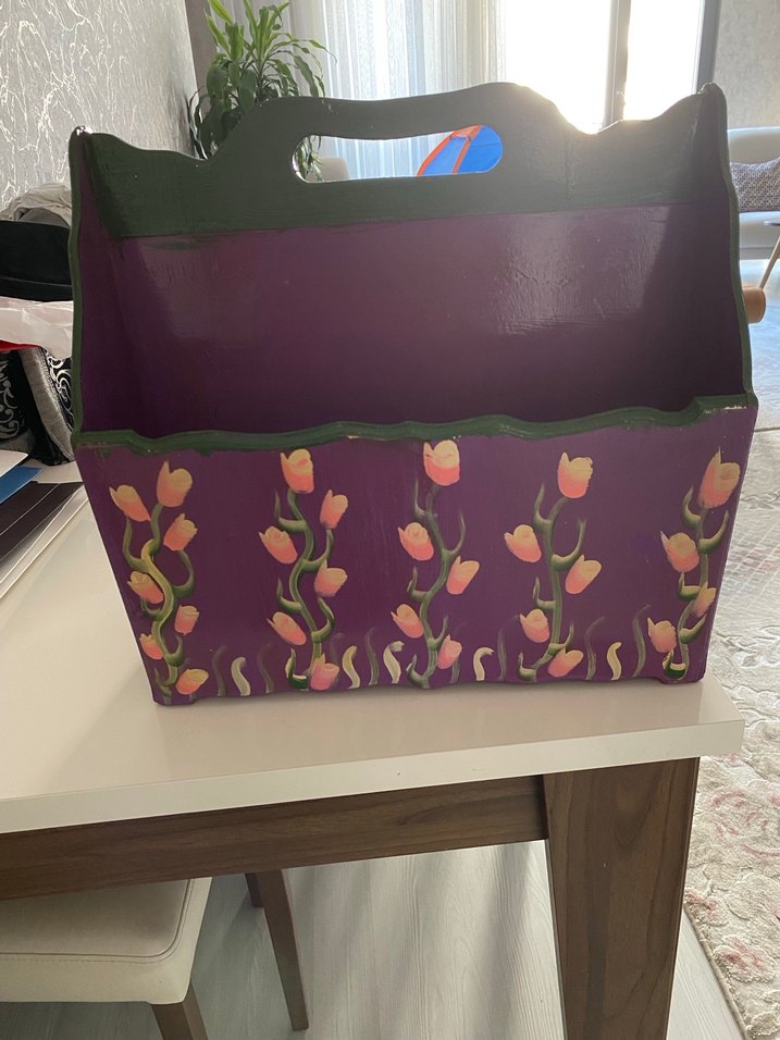 Mor Çiçek Desenli ahşap düzenleyici - Görsel 3