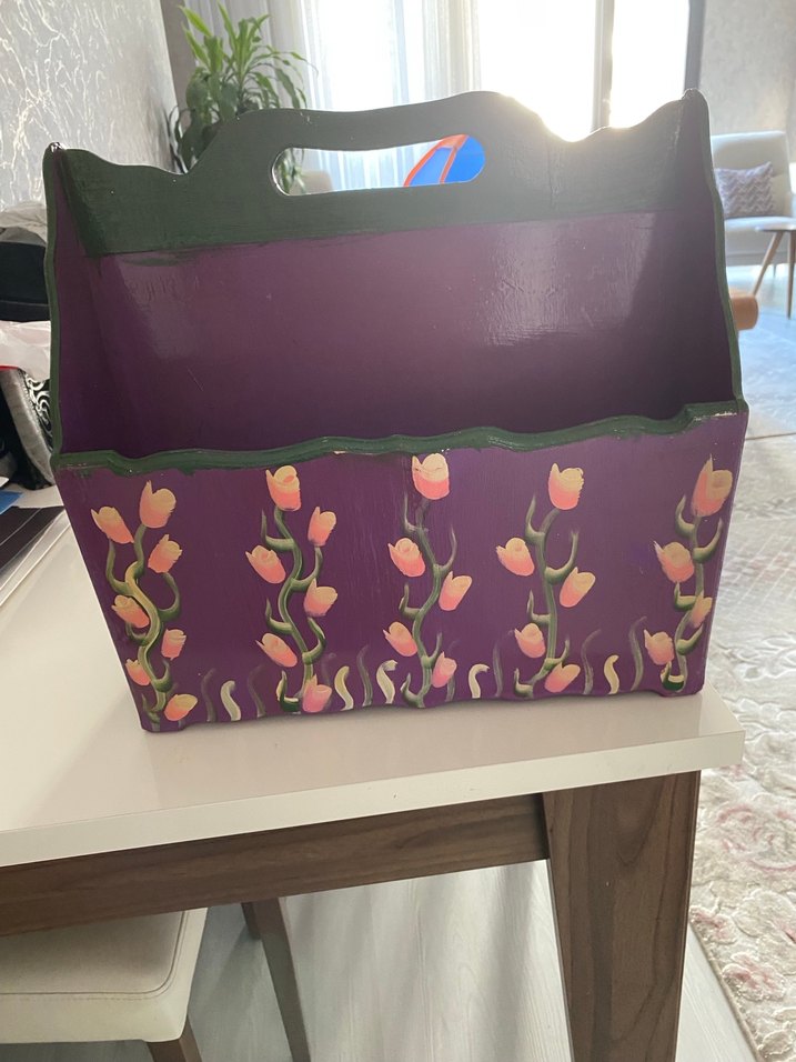 Mor Çiçek Desenli ahşap düzenleyici - Görsel 4