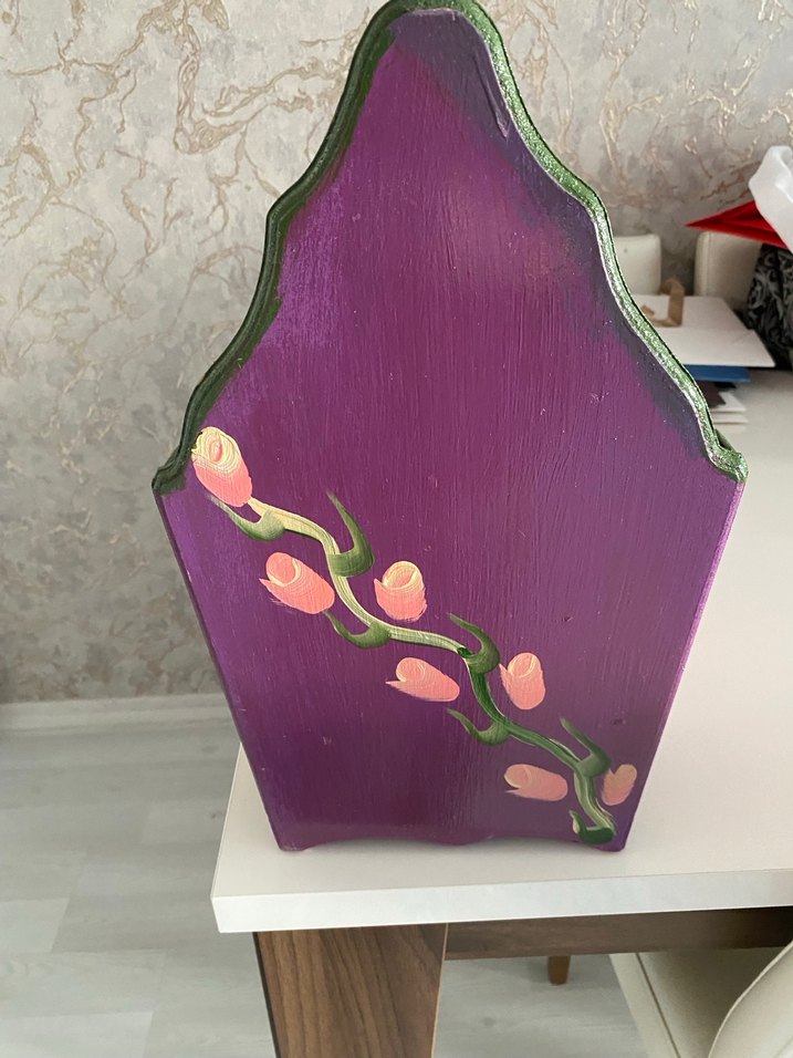 Mor Çiçek Desenli ahşap düzenleyici - Görsel 5