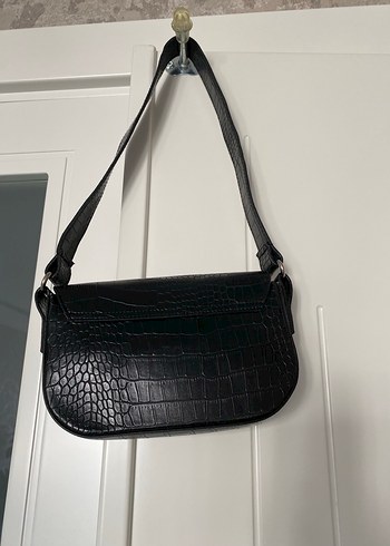 Siyah Deri Yılan Desenli Kadın Çanta - Görsel 3
