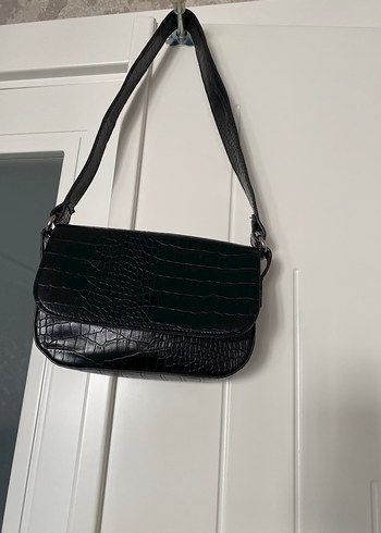 Siyah Deri Yılan Desenli Kadın Çanta - Görsel 5