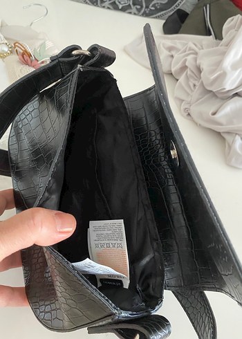 Siyah Deri Yılan Desenli Kadın Çanta - Görsel 6