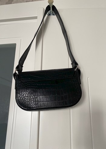 Siyah Deri Yılan Desenli Kadın Çanta - Görsel 2