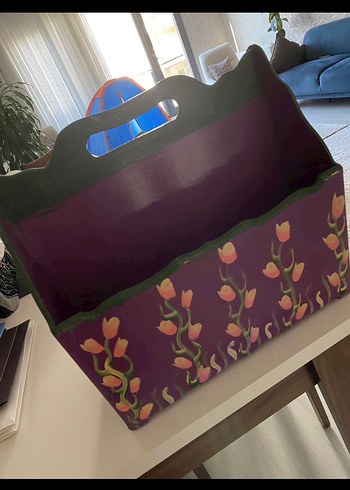 Mor El Boyaması Sepet ve Saklama Kutusu - Görsel 3