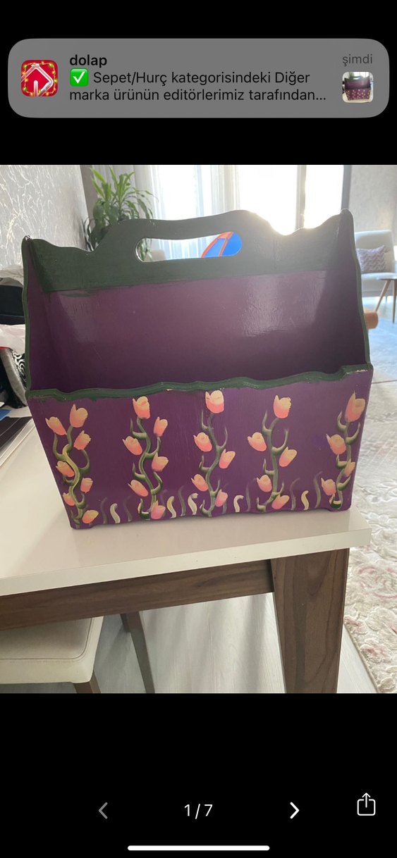 Mor El Boyaması Sepet ve Saklama Kutusu - Görsel 2