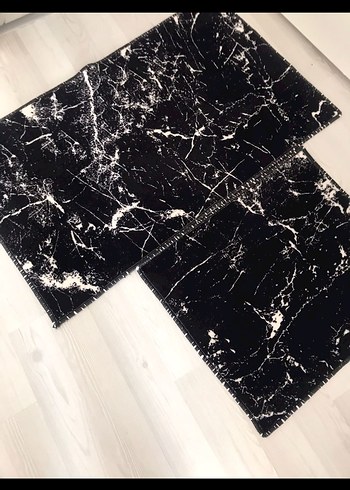 Siyah Baskılı Çağdaş paspas seti - Görsel 5