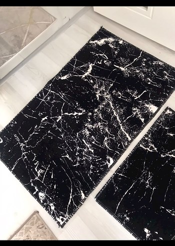 Siyah Baskılı Çağdaş paspas seti - Görsel 2