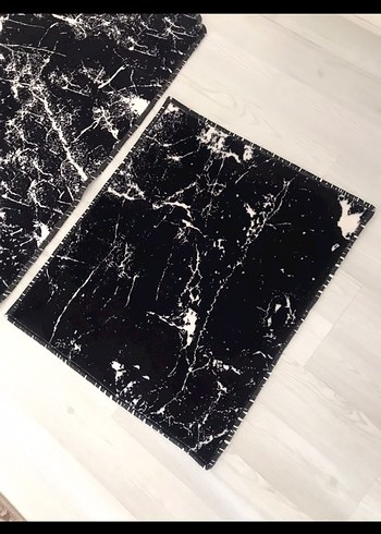 Siyah Baskılı Çağdaş paspas seti - Görsel 3