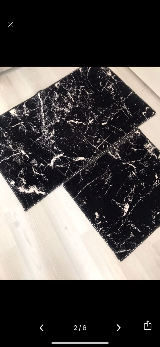 Siyah Baskılı Çağdaş paspas seti - Görsel 5