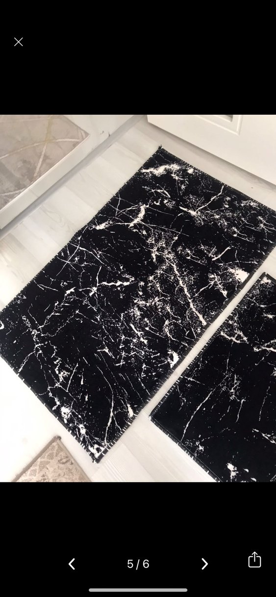 Siyah Baskılı Çağdaş paspas seti - Görsel 2