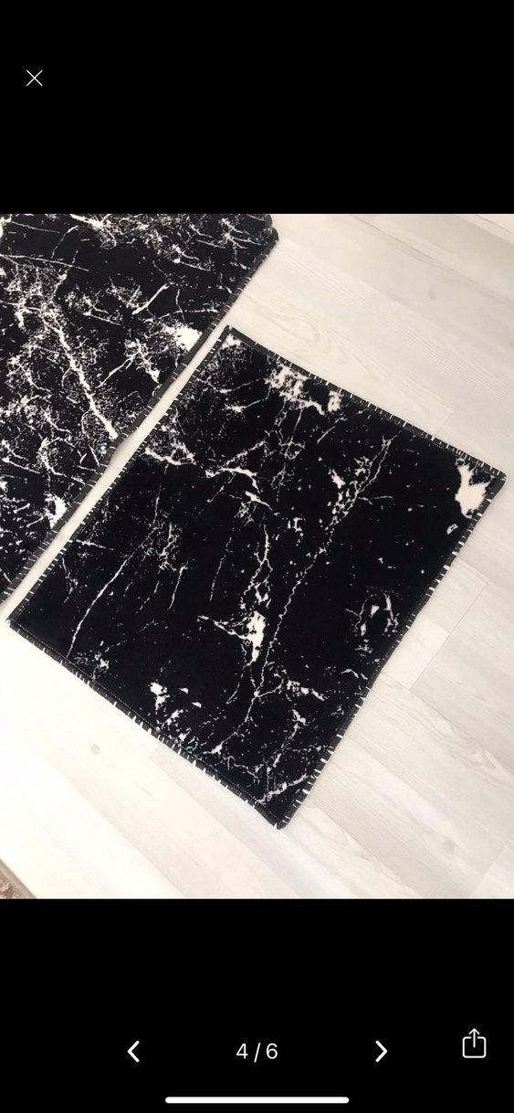 Siyah Baskılı Çağdaş paspas seti - Görsel 3