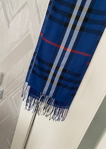 Kadın Mavi Drapeli Sokak Stili Şal - Görsel 5