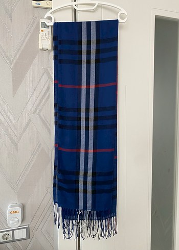 Kadın Mavi Drapeli Sokak Stili Şal - Görsel 4