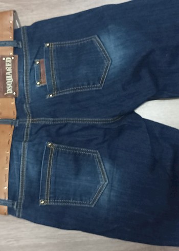 33 Beden kahverengi Renk Kadın Kahverengi Kemerli Denim Şort