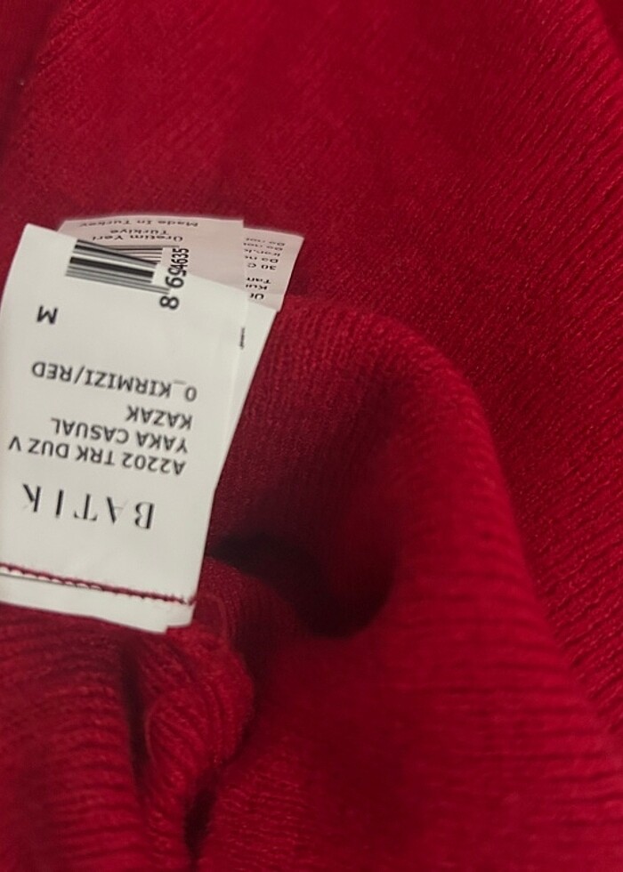 Batik kırmızı triko kazak - Görsel 3