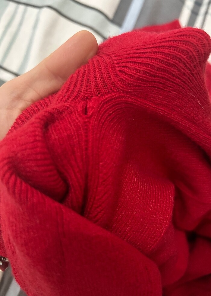 Batik kırmızı triko kazak - Görsel 5