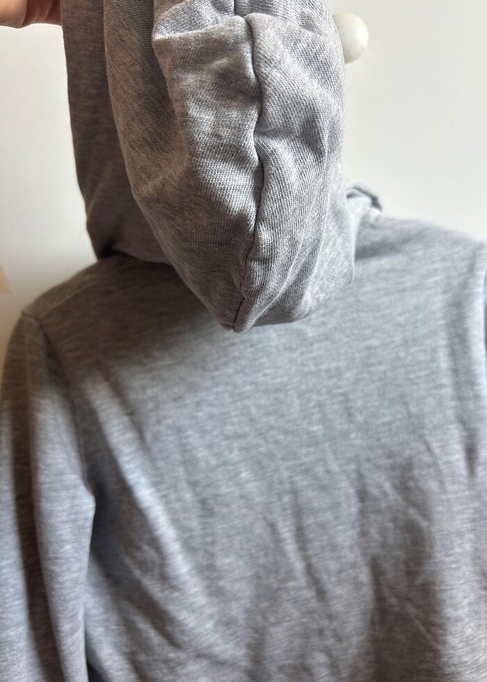 Mango Gri kapüşonlu fermuarlı sweatshirt - Görsel 4