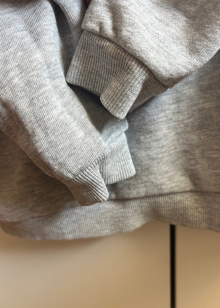 Mango Gri kapüşonlu fermuarlı sweatshirt - Görsel 5