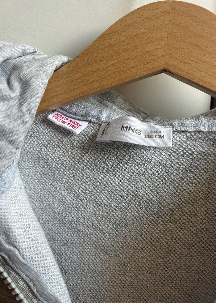 Mango Gri kapüşonlu fermuarlı sweatshirt - Görsel 2