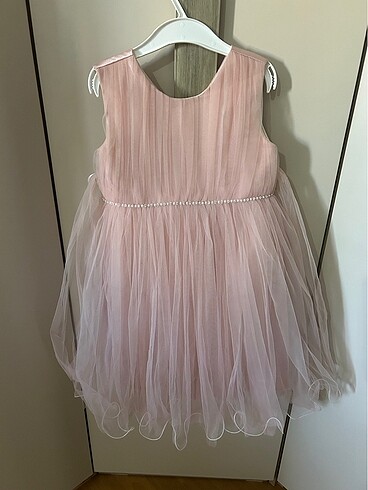 Kız çocuk abiye pudra rengi elbise - Görsel 8