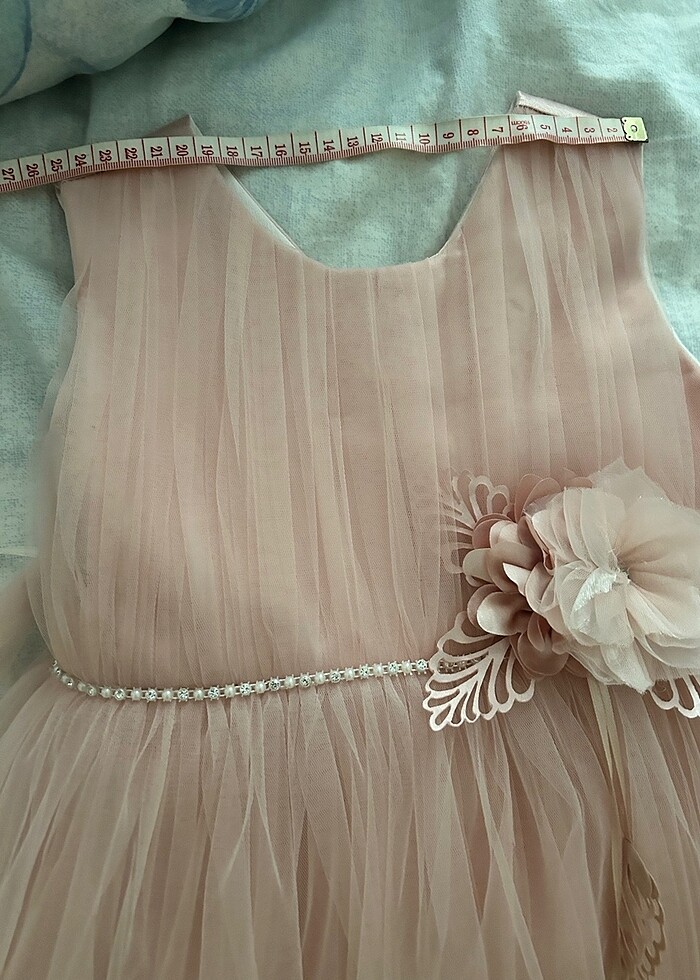 Kız çocuk abiye pudra rengi elbise - Görsel 2