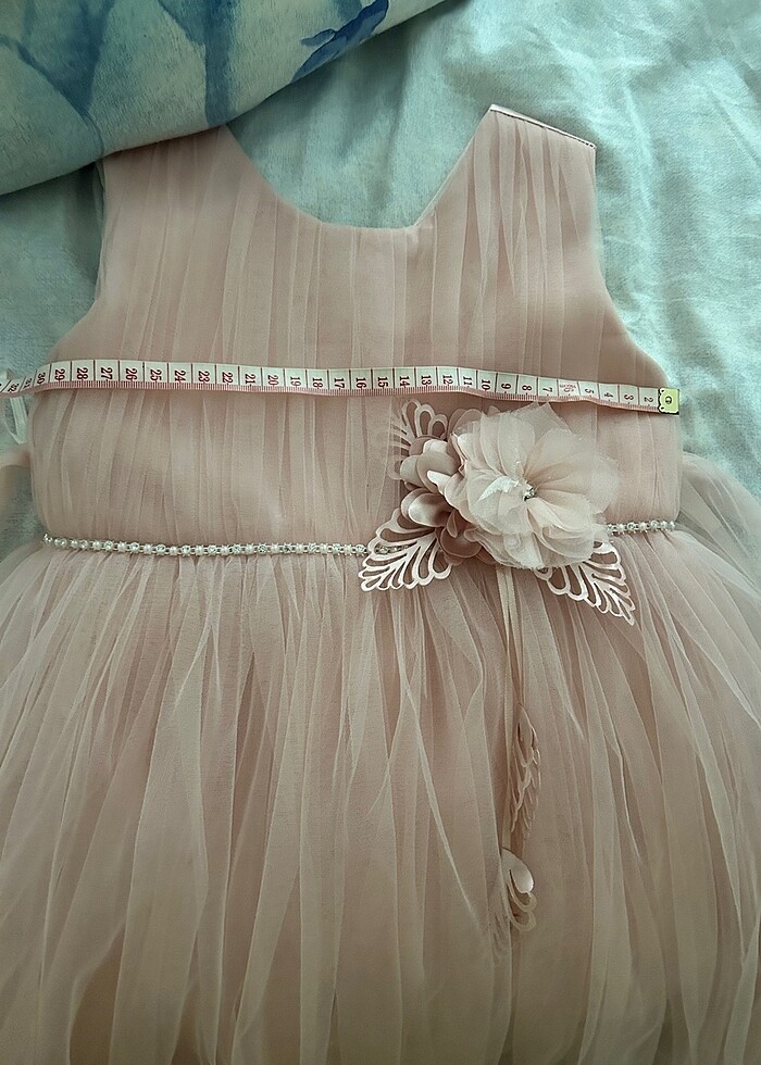 Kız çocuk abiye pudra rengi elbise - Görsel 3