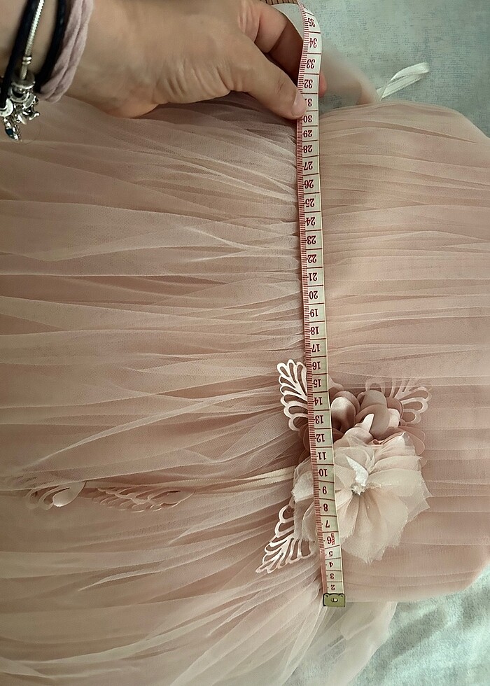 Kız çocuk abiye pudra rengi elbise - Görsel 4