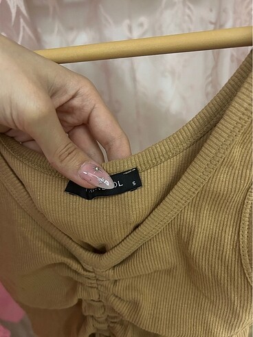 s Beden bej/camel rengi crop top
