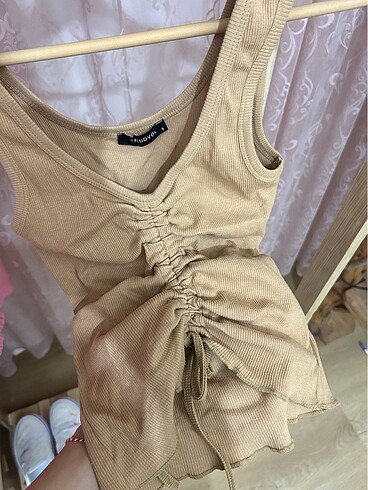 s Beden camel Renk bej/camel rengi crop top