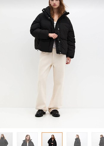 Pull and Bear Pull Bear Kadın Siyah Şişme Mont